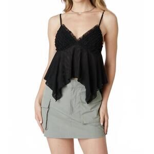 NEW COTTON CANDY LA asymmetrical mesh top in black